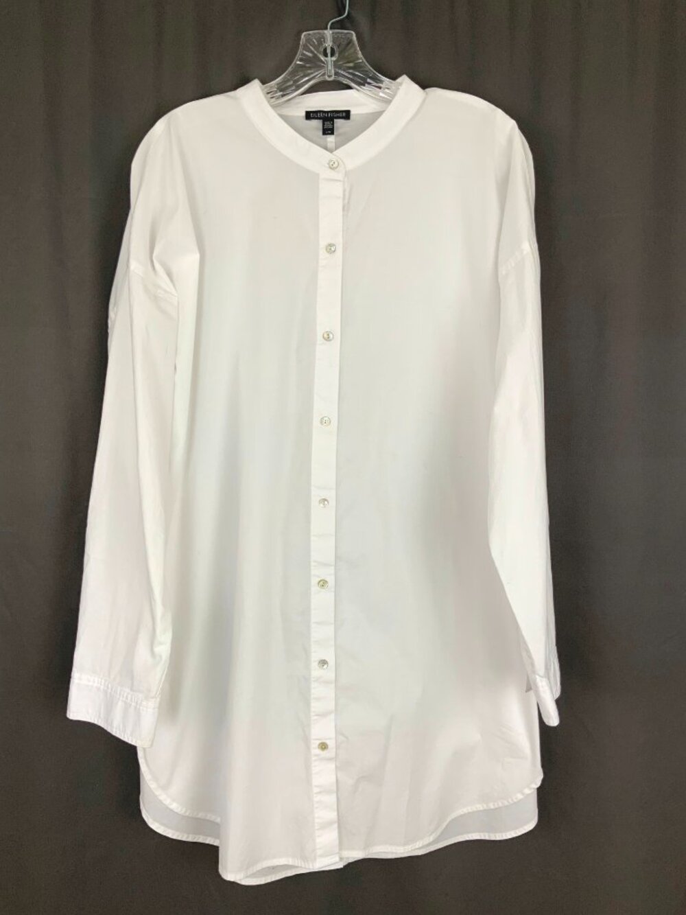 Eileen Fisher White Poplin Long Sleeve Tunic Shirt Button Up  Sz L - Picture 13 of 16